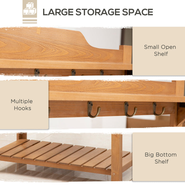 Outdoor Gardening Workstation - Wooden Potting Bench with Galvanized Metal Sink, Ample Storage Shelves - Ideal for Gardeners, 80 x 42 x 142 cm Dimensions