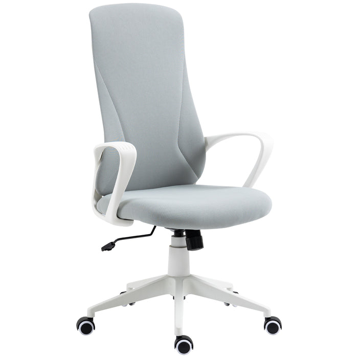 High-Back Elastic Office Chair with Tilt & Adjustable Seat Height - Armrests for Added Comfort - Ideal for Prolonged Desk Work, Light Grey