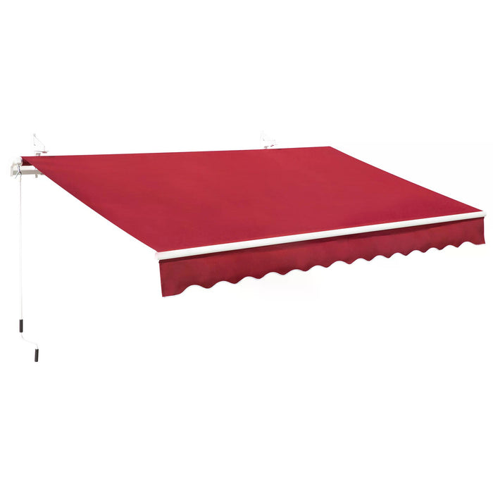 Retractable Manual Awning 4x2.5m - Garden Patio Sun Shade Canopy, Wine Red with Fittings and Crank Handle - Ideal Outdoor Shelter for Windows and Doors