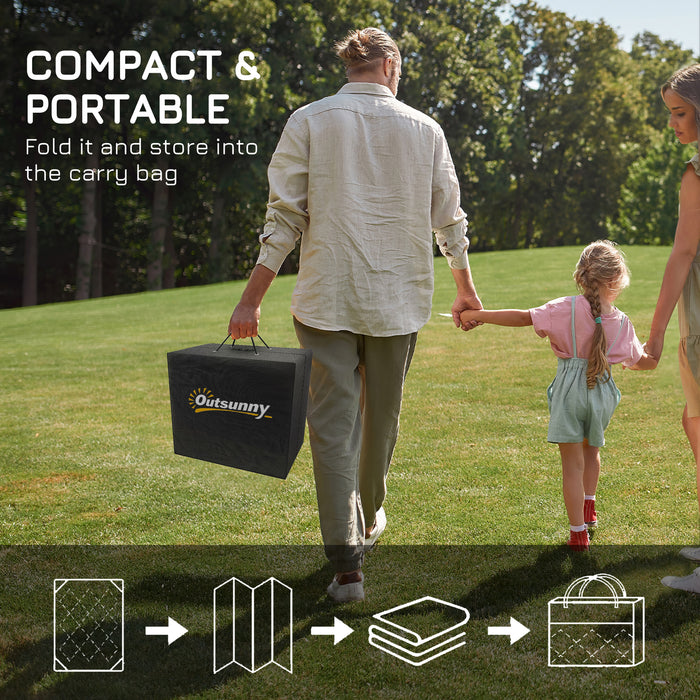 Reversible Plastic Straw Outdoor Rug - Includes Carry Bag & Ground Stakes, 182x274cm in Black - Ideal for Garden, RV, Picnic, Beach, and Camping Use