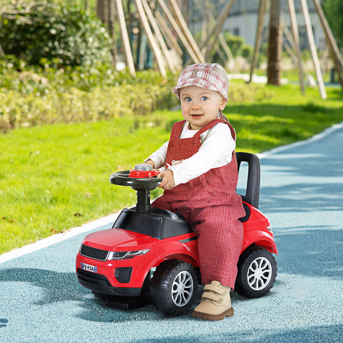 3-in-1 Ride-On Car for Toddlers - Foot-to-Floor Slider with Steering Wheel, Horn, and Under Seat Storage - Manual, Safe Design for Kids, Red