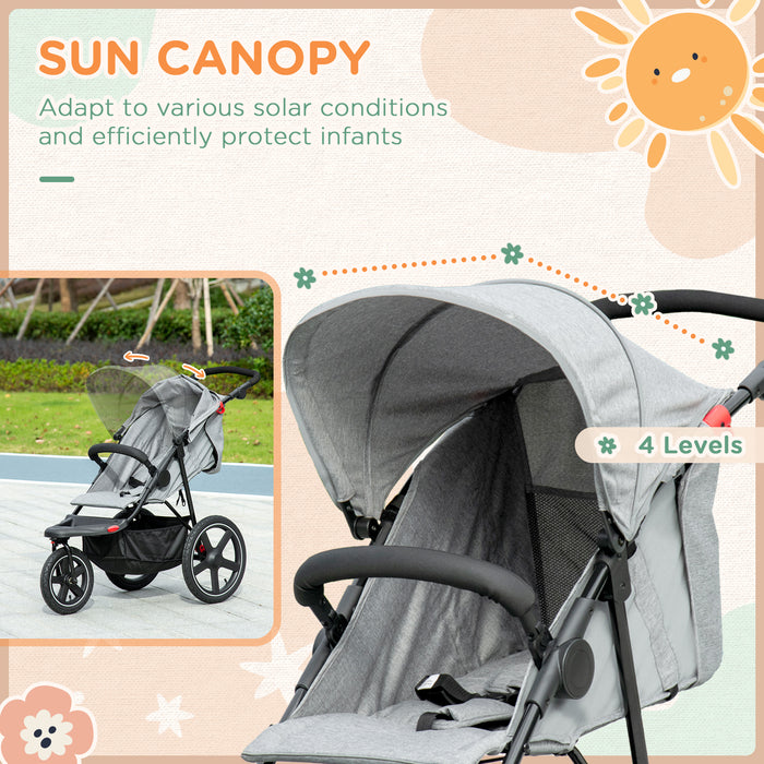 Tri-Wheel Foldable Stroller with Canopy and Basket - Versatile Travel System for Babies - Compact Storage Solution for On-the-Go Parents