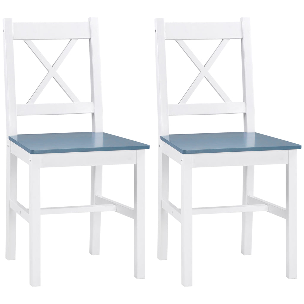Pine Wood Dining Chair Duo - Cross-Back Kitchen Chairs for Living & Dining Room - Sturdy & Elegant Seating for Home Spaces
