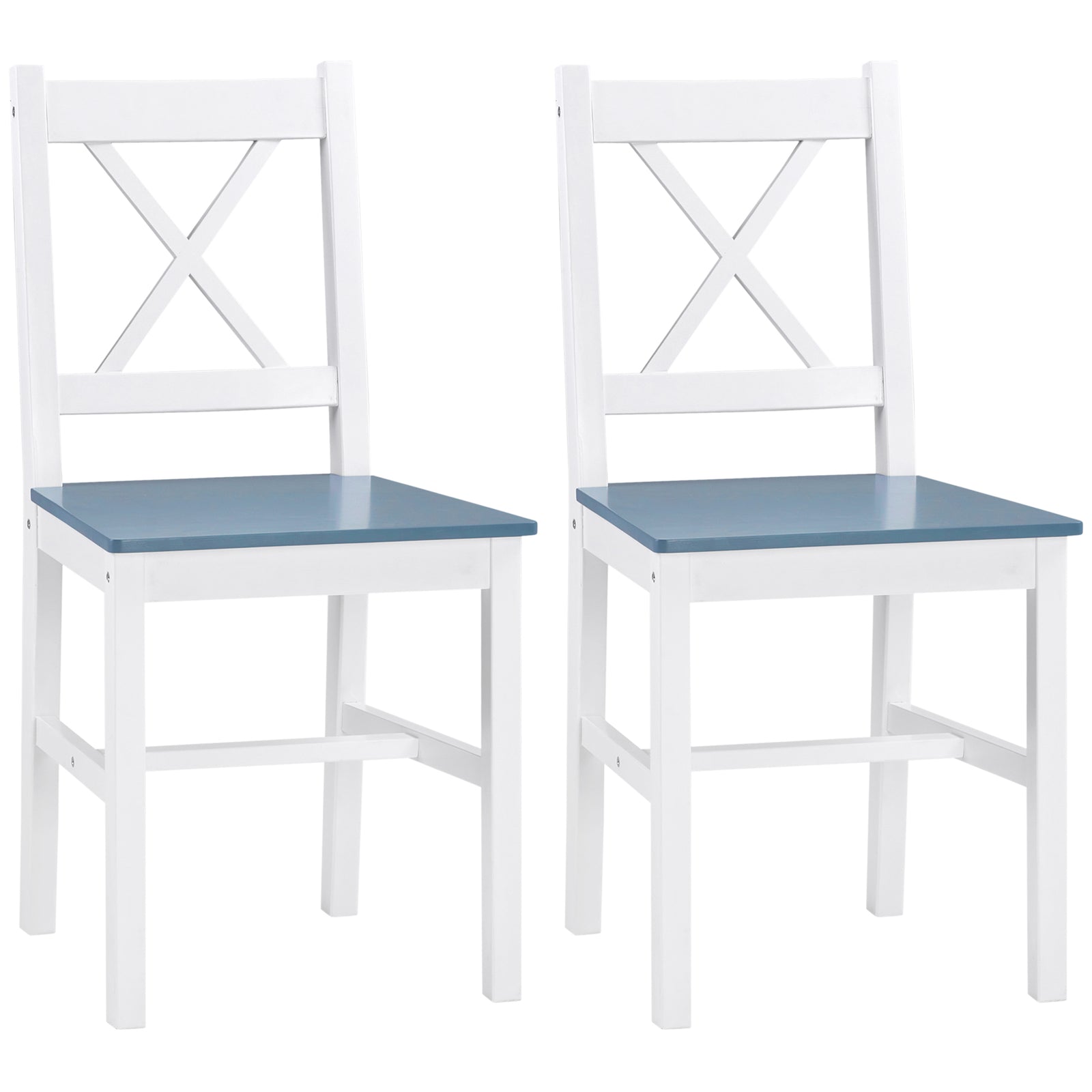 Pine Wood Dining Chair Duo - Cross-Back Kitchen Chairs for Living & Dining Room - Sturdy & Elegant Seating for Home Spaces