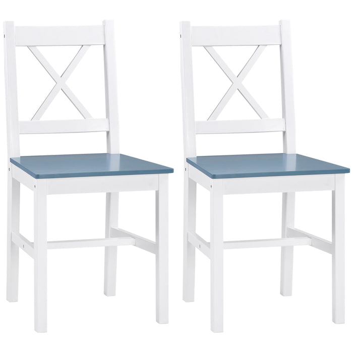 Pine Wood Dining Chair Duo - Cross-Back Kitchen Chairs for Living & Dining Room - Sturdy & Elegant Seating for Home Spaces