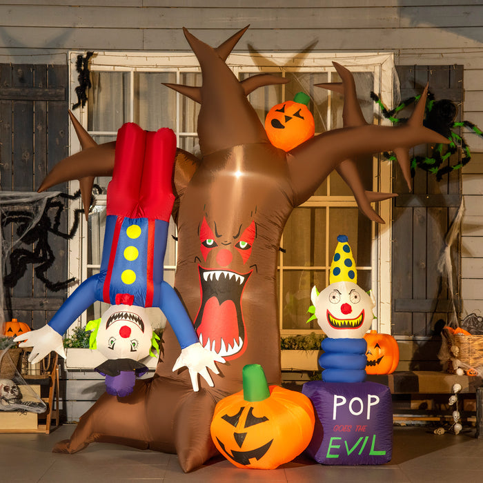 7ft Halloween Inflatable Tree with Ghosts and Clown Pumpkins - Next Day Delivery - Ideal for Spooky Yard Decorations