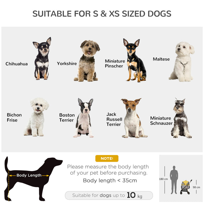 Detachable 3-in-1 Pet Stroller - Foldable Dog and Cat Travel Carriage with Universal Wheel Brake, Canopy, and Storage Basket - Convenient Transportation for Pets, Yellow