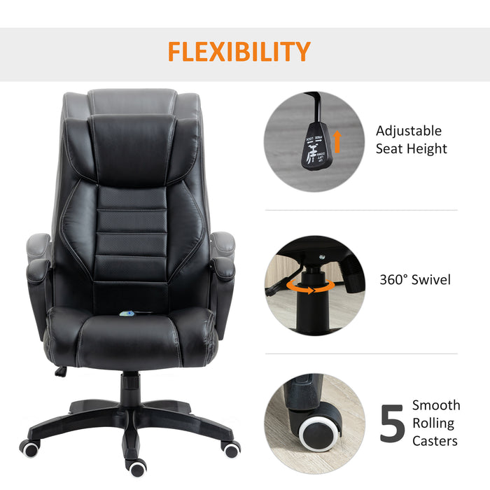 High Back Executive Massage Office Chair - 6-Point Vibrating, Extra Padded Swivel & Tilt Functionality - Ergonomic Desk Seat for Comfortable Working