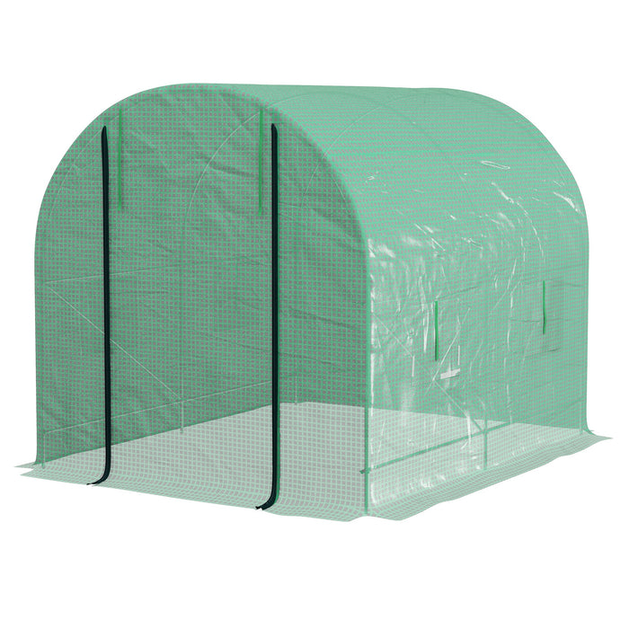 Polytunnel Walk-In Greenhouse 2.5x2m - Steel Frame, PE Cover with Roll-Up Door, 4 Ventilation Windows - Ideal for Garden Plant Growth & Season Extension