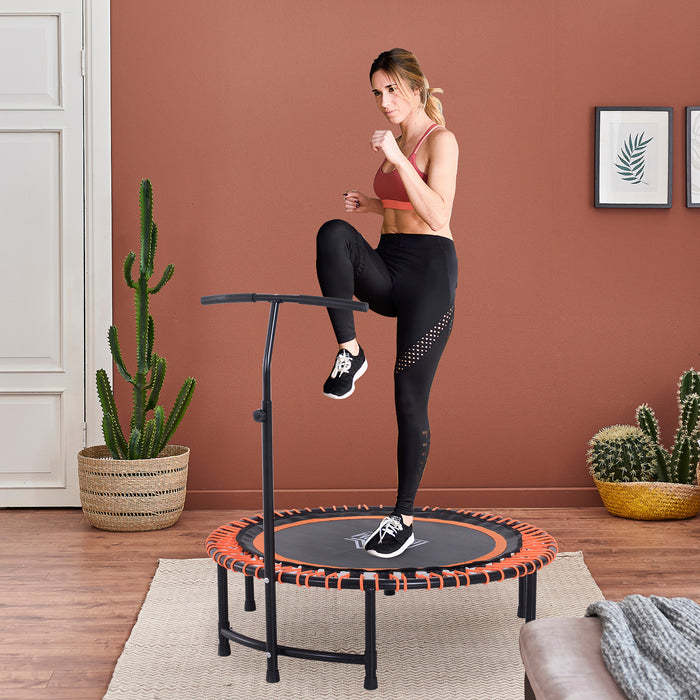 Mini Fitness Trampoline with Bungee - Adjustable Handlebar for Safe Rebounding - Ideal Exercise Equipment for Indoor Cardio Workouts