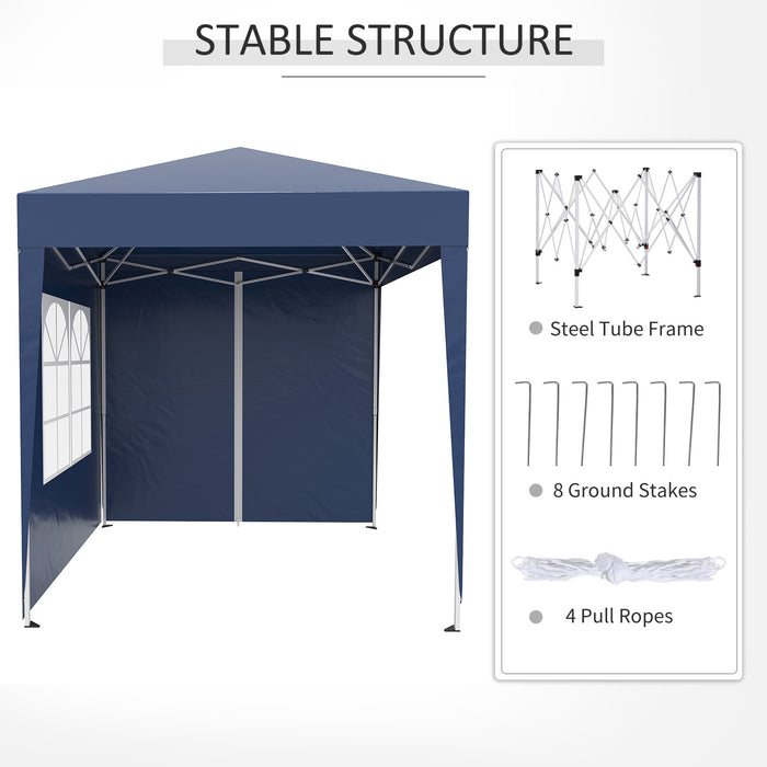 Deluxe 2x2m Pop-Up Garden Gazebo - Marquee Party Tent with Removable Walls and Windows, Wedding Canopy - Includes Free Carrying Case, Outdoor Events & Celebrations Shelter, Blue