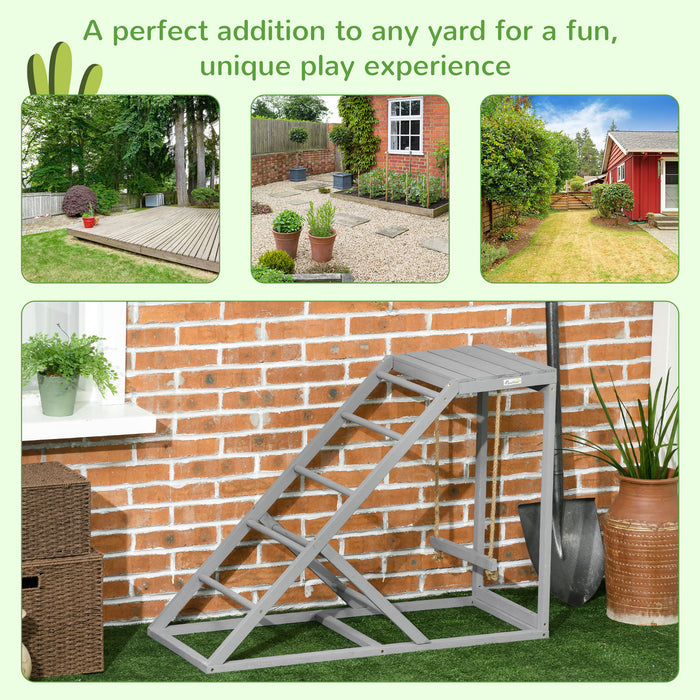 Wooden Chicken Coop Playset - Swing, Ladder & Platform Features in Grey - Ideal for Imaginative Playtime