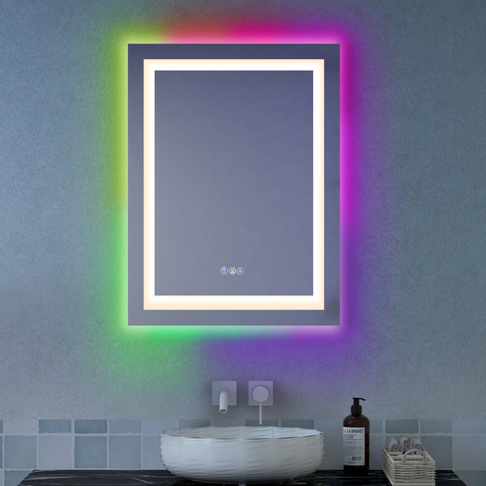 RGB Dimmable Vanity Mirror - Backlit Makeup Mirror with 3-Color Front Lights - Ideal for Makeup Enthusiasts and Professionals