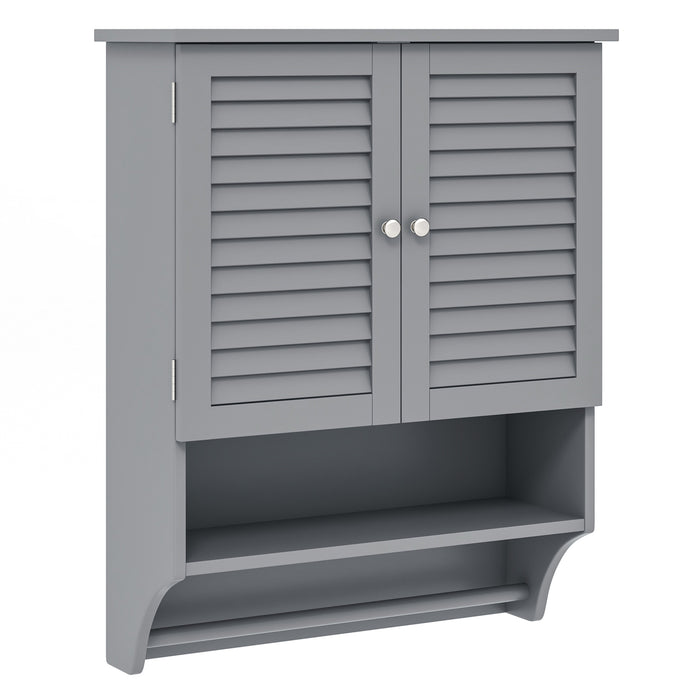 Grey Bathroom Wall Cabinet - 2-Door Design with Adjustable 3-Position Shelf - Ideal for Bathroom Storage Solutions