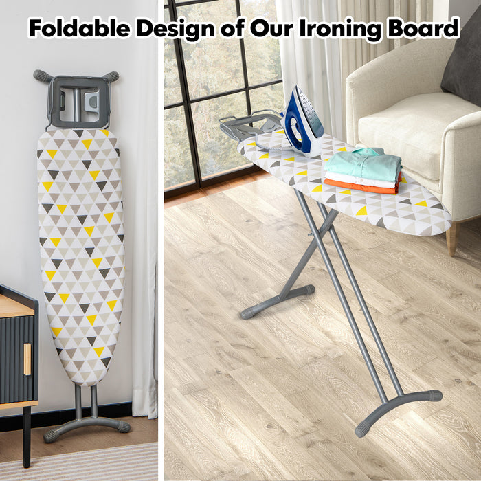 Foldable Ironing Board - Iron Rest, Extra Cotton Cover, Grey - Ideal for Space Saving and Convenient Ironing Solution