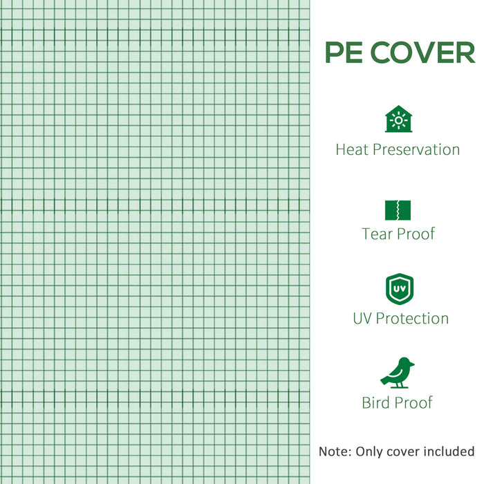 Replacement PE Cover for 3x3x2m Walk-in Tunnel Greenhouse - Green, Roll-Up Windows, Winter Garden Protection - Ideal for Plant Growth and Weather Shield