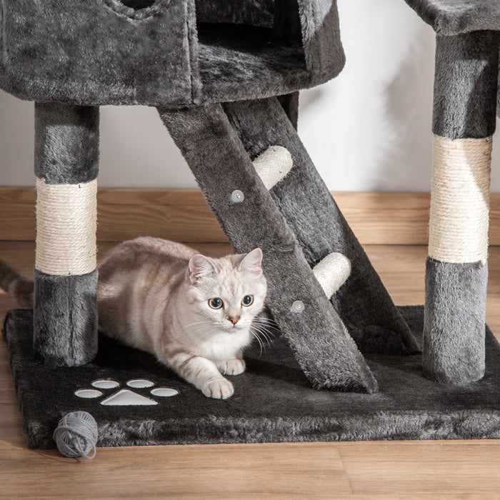 Floor-to-Ceiling Adjustable Cat Tower - 240-260cm Tall, Indoor Cat Climbing Furniture in Dark Grey - Space-Saving & Entertainment for Cats