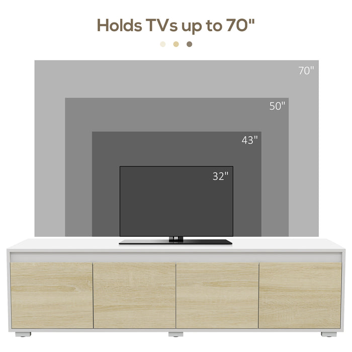 Modern Entertainment Center Bundle - 2-piece Set with Wall Cabinet and Freestanding Unit for Up to 70-inch TVs, Adjustable Shelves - Stylish Living Room Storage Solution