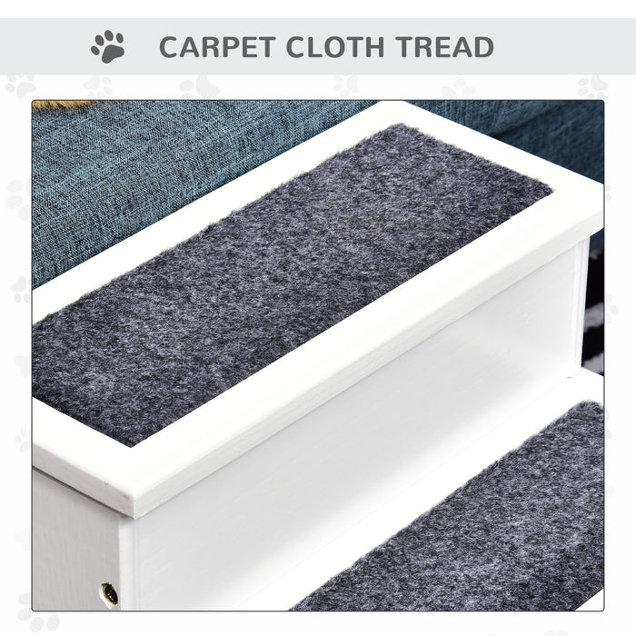 3-Step Wood Pet Stairs - Carpeted Steps for Cats & Small Dogs, Non-Slip Surface, Compact Design - Ideal for Pet Mobility & Home Space Efficiency