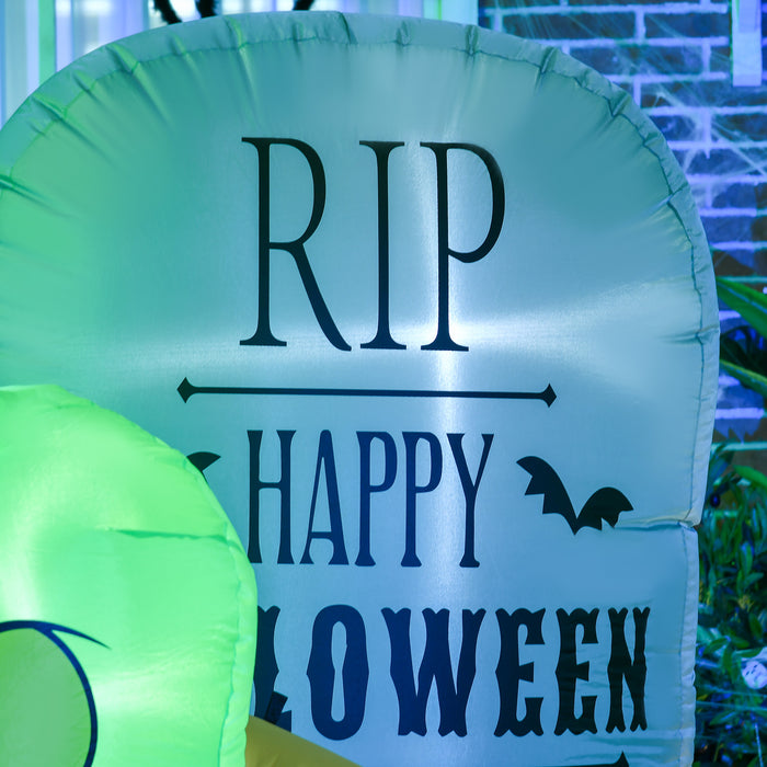 5FT Halloween Inflatables Ghost and Tombstone - LED-Lit Outdoor Decor with Built-in Lights - Perfect for Garden, Lawn & Party Festivities
