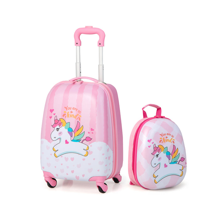 Kids Luggage - 2 Piece Set with Spinner Wheels and Lightweight Design, Pink - Ideal for Child Travelers