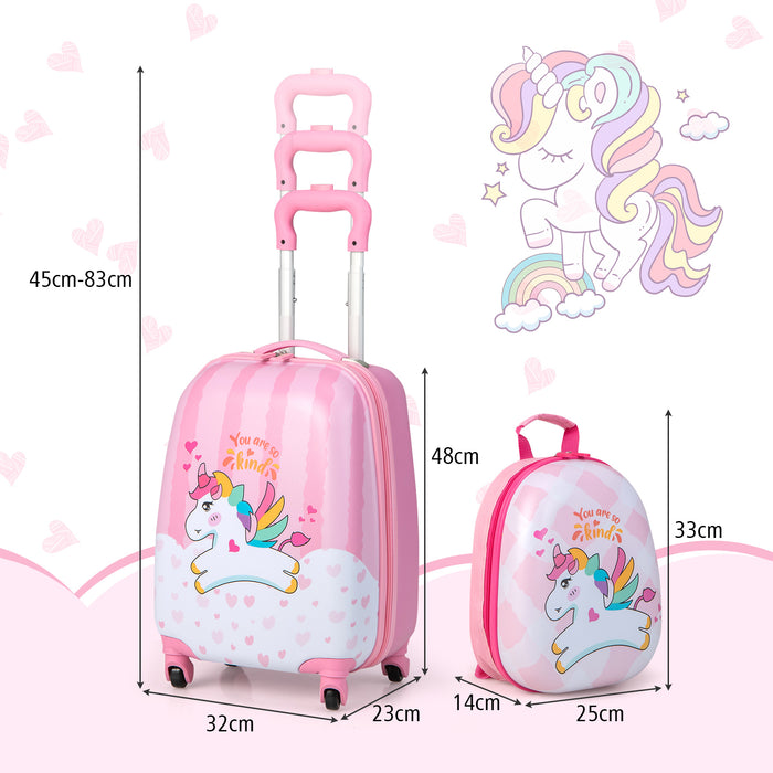 Kids Luggage - 2 Piece Set with Spinner Wheels and Lightweight Design, Pink - Ideal for Child Travelers