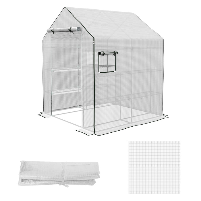 Walk-In PE Greenhouse Cover with Roll-Up Door - Durable Polyethylene Garden Hot House Protector, 140x143x190cm with Windows - Ideal for Plant Growth and Protection