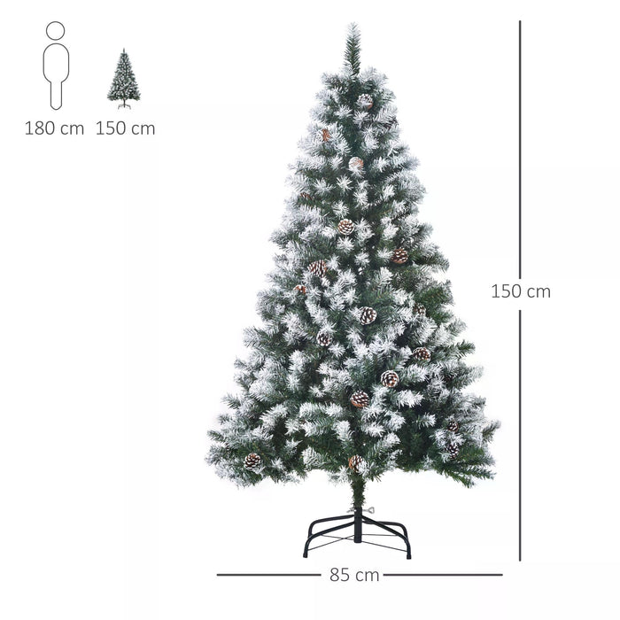 Holiday Home Faux Pine Christmas Tree - 5-Foot Pre-Decorated with Pine Cones, Auto-Open Design for Easy Setup - Perfect for Festive Home Holiday Decor
