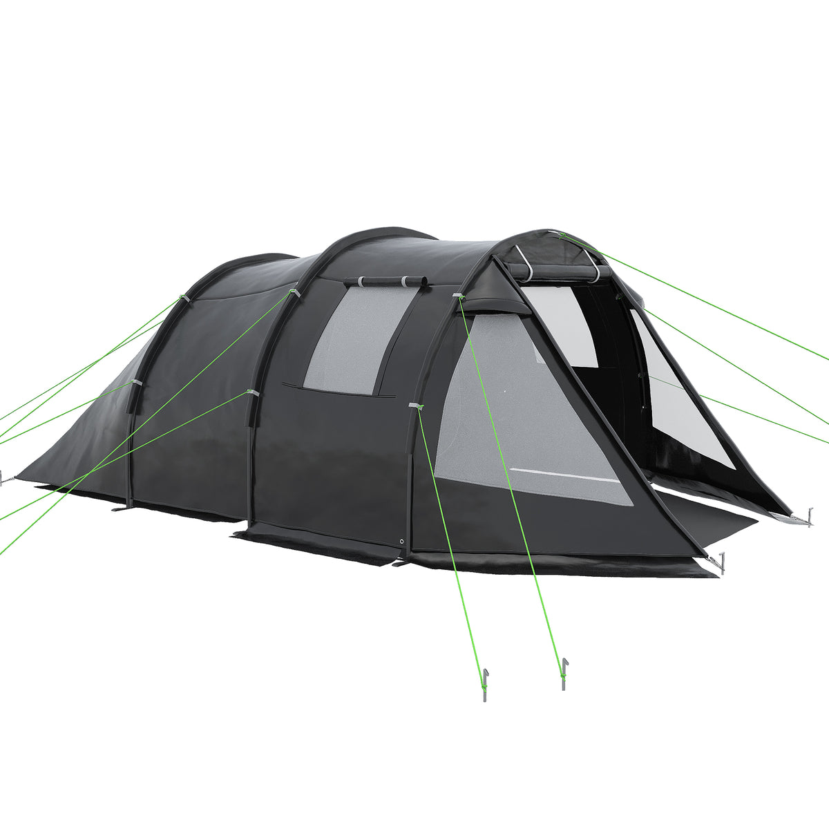 3-4 Person Tunnel Tent - Dual-Room Design with Windows & Protective Covers, Portable Carry Bag - Ideal for Camping, Fishing, Hiking & Festivals