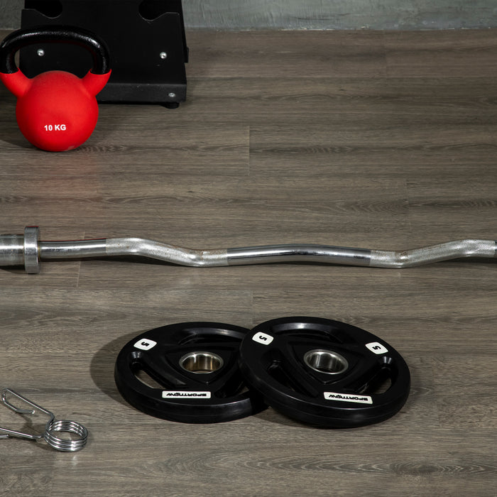 Rubber-Coated Tri-Grip Olympic Weight Plates - 2-Pack, 5kg Barbell Weights with 5cm Center Holes - Perfect for Home Gym, Lifting, and Strength Training