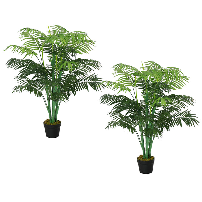 Artificial Palm Tree Duo - 125cm Tall Faux Plants in Pots for Home & Outdoor Decor - Lifelike Greenery for Indoor Ambiance