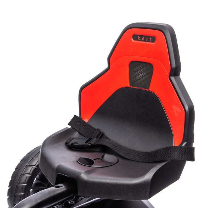 Kids Pedal Go Kart Racer - Adjustable Seat, EVA Tire Shock Absorption, Handbrake - Fun Riding Toy for Ages 3-8, Red