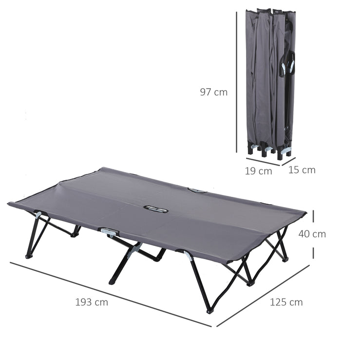 Double Camping Cot - Portable Outdoor Sunbed with Durable Frame & Carry Bag - Ideal for Campers and Sunbathing Enthusiasts