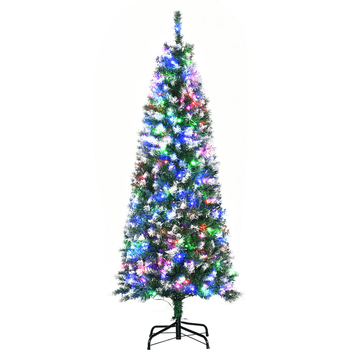 Pencil Slim Pre-Lit Artificial Christmas Tree - 5 Ft Tall with 250 Multicolor LED Lights & Realistic 408 Tips - Space-Saving Xmas Decor for Small Spaces