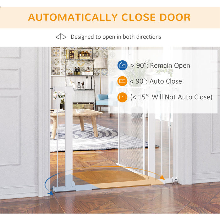 Pressure Fit Safety Gate - Auto-Closing Doorway and Staircase Barrier with Double Locking Feature - Ideal for Pets and Childproofing Homes