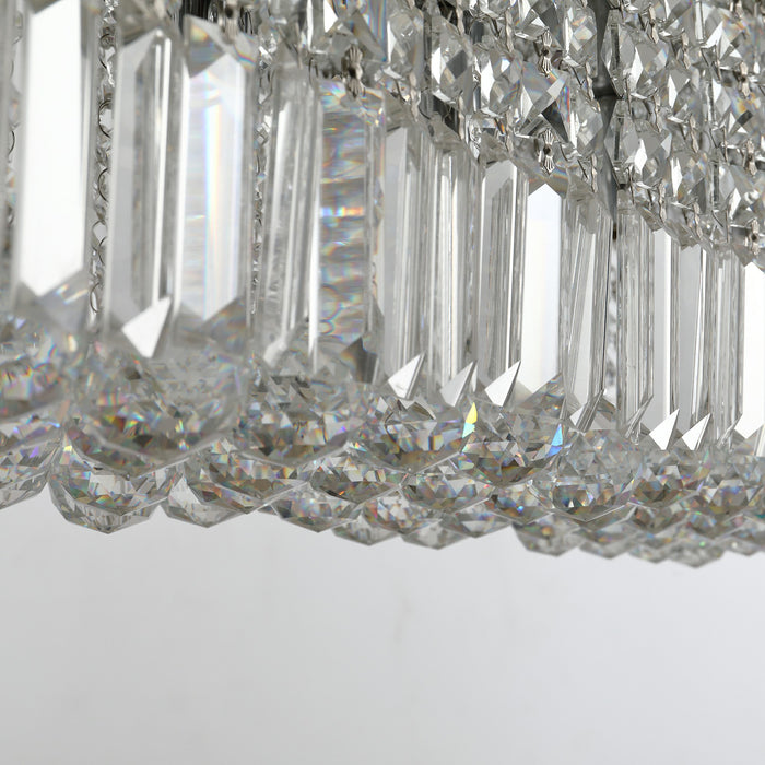 Modern Square Crystal Ceiling Chandelier - E14 Base, Silver Finish, 80x25x23cm for Living & Dining Room Elegance - Ideal Lighting Fixture for Sophisticated Home Ambiance