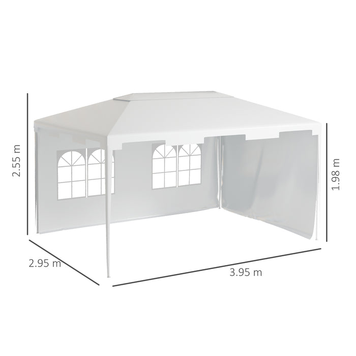 Garden Gazebo Marquee - 3x4m Outdoor Shelter with 2 Sidewalls, Perfect for Patio and Yard Events - Elegant White Party Tent