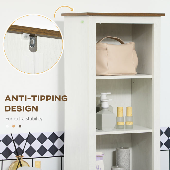 Tall Bathroom Storage Unit with Door - Adjustable Shelf Freestanding Cupboard, 39.5x30x160cm, Classic White - Ideal for Organizing Toiletries and Linens