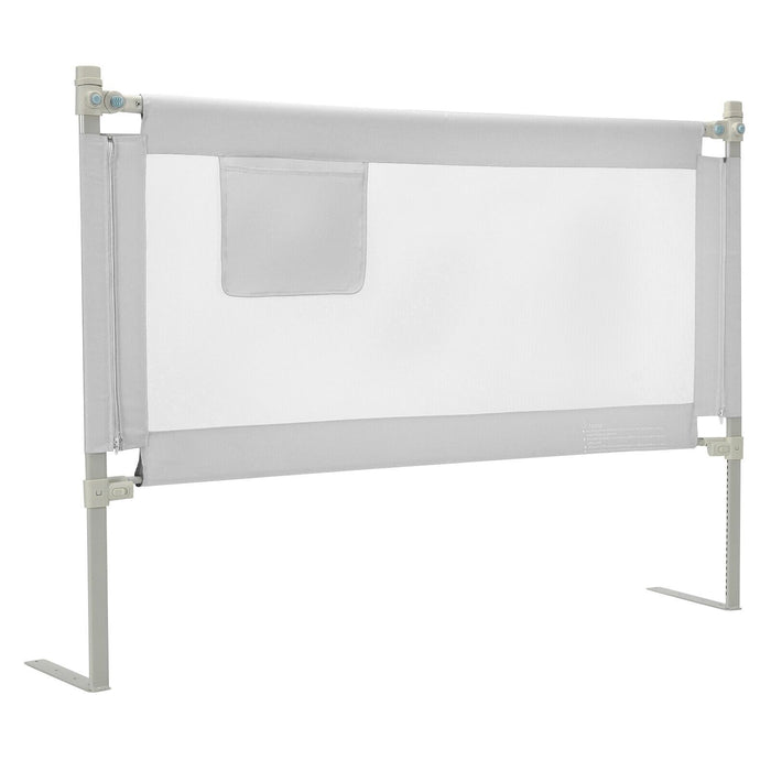 Height Adjustable Bed Rail - 145cm With Storage Pocket and Safety Lock in Grey - Ideal for Elderly and Children for Extra Safety