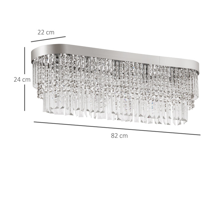Linear Pendant Chandelier - Round Rectangular Ceiling Light with Steel Base, Hanging Dining Room Fixture - Ideal for Restaurant and Kitchen Ambiance