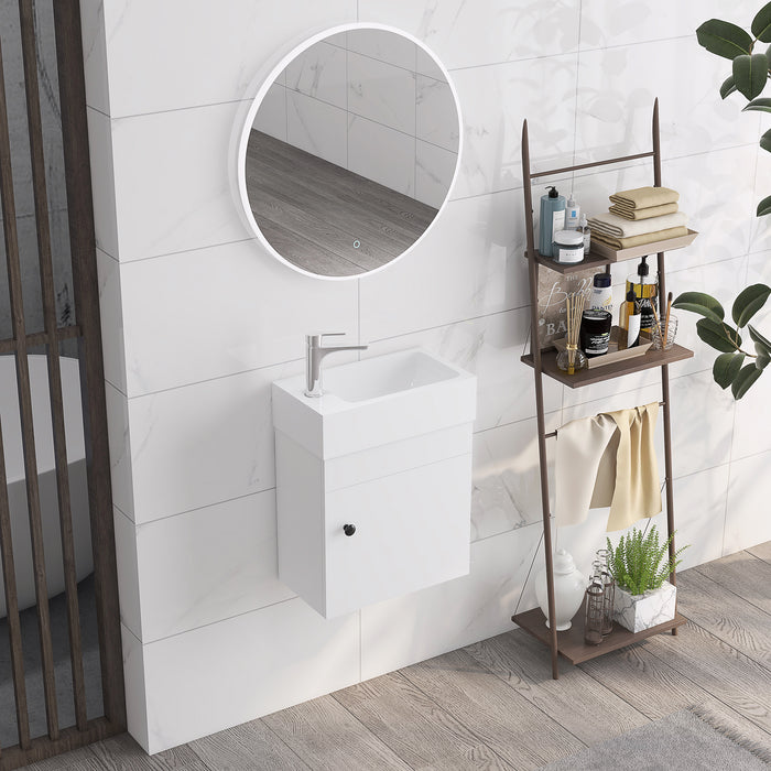 Wall-Mounted Vanity Cabinet with Integrated Basin - Sleek Bathroom Storage Solution with Sink and Tap Hole - Space-Saving Design for Modern Homes