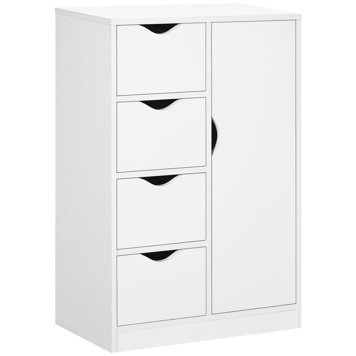 Freestanding 4-Drawer Bathroom Cabinet - White Storage Unit with Door Cupboard - Versatile Organizer for Kitchen, Bedroom, or Living Room