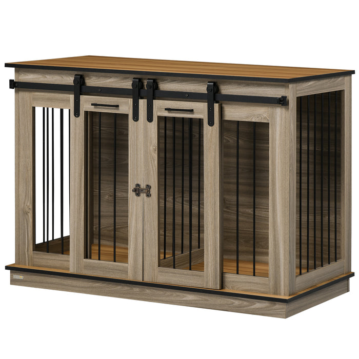 Double-Door Dog Crate Furniture - Spacious Kennel for Large Breeds, Cozy Dual Cage for Small Dogs - Stylish Pet Haven & Space Saver for Home Owners