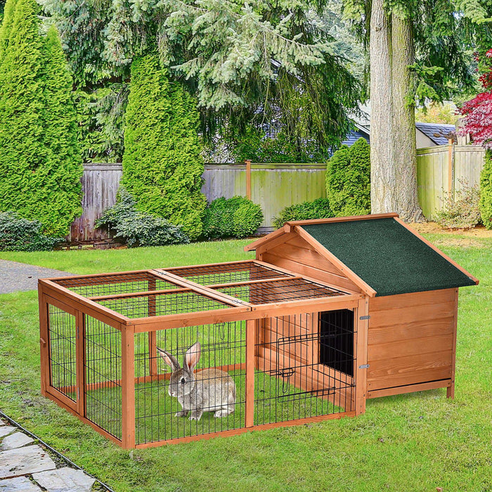 Outdoor Wooden Rabbit Hutch with Detachable Cage - Spacious Guinea Pig Enclosure with Openable Run & Lockable Roof Door, Easy Clean Slide-out Tray - Ideal for Small Pet Security and Comfort