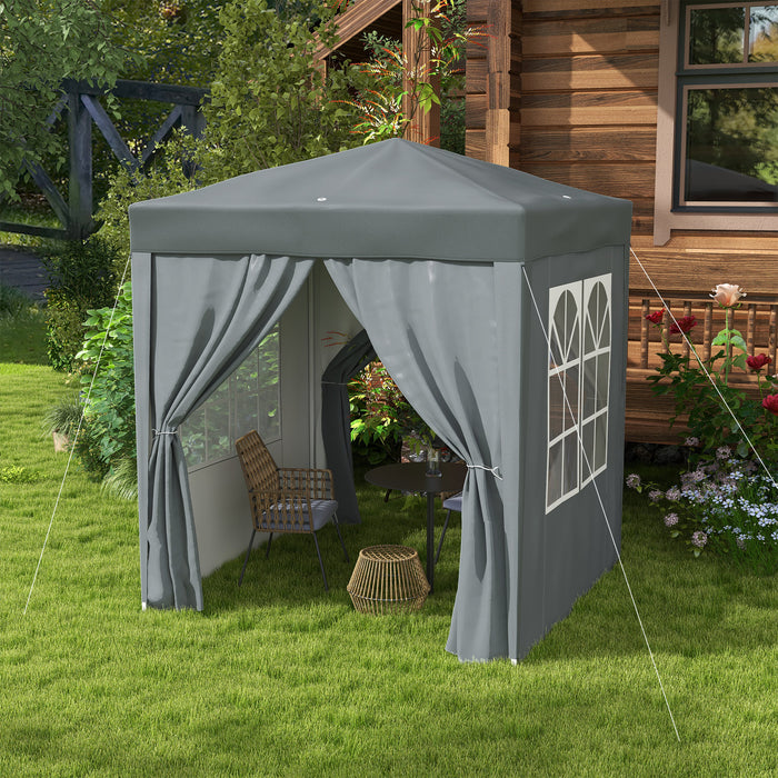 Garden Pop Up Gazebo Marquee - Outdoor Party Tent with Carrying Case, Removable Walls, and Windows, 2m x 2m, Grey - Ideal Shelter for Events and Gatherings