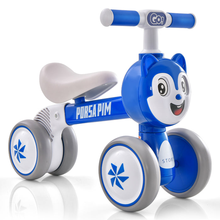 Infant 4-Wheels Baby Bicycle - No-Pedal Lightweight Design in Blue - Ideal Mobility Intro for Toddlers