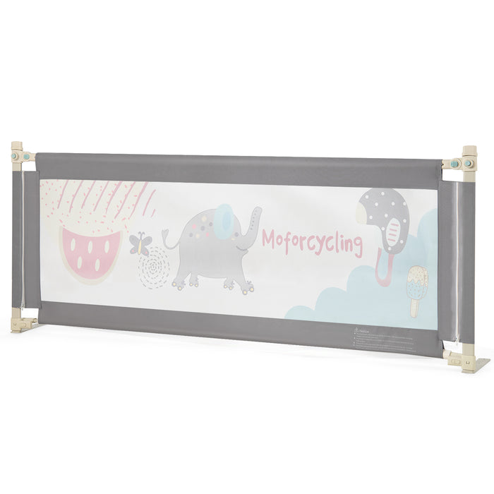 175CM Baby Bed Rail Guard - Double Safety Lock and Adjustable Height in Dark Grey - Ideal Protection for Your Child's Sleep Time
