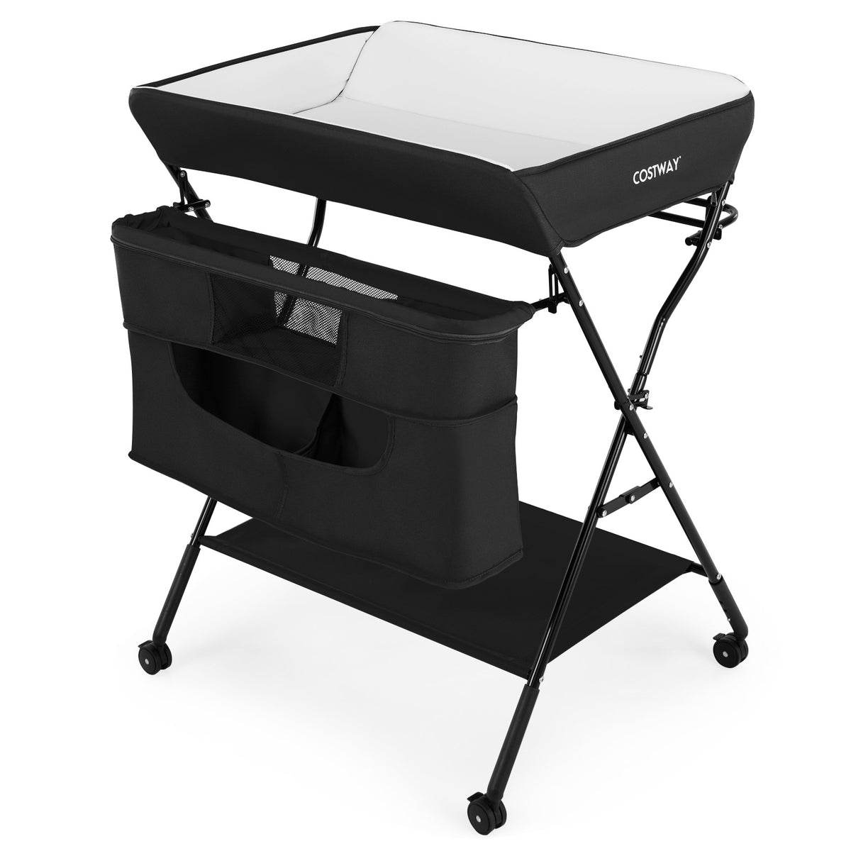 Black Adjustable Folding Changing Table - Portable Height-Adjustable ...
