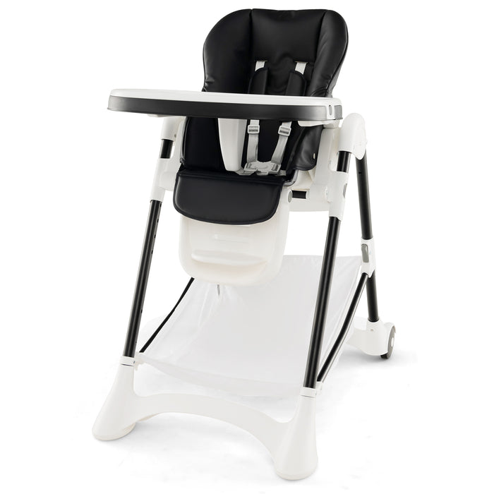 High Chair for Babies - Detachable PU Cushion and Lockable Wheels in Beige - Ideal Seating Solution for Meal Times at Home or Daycare