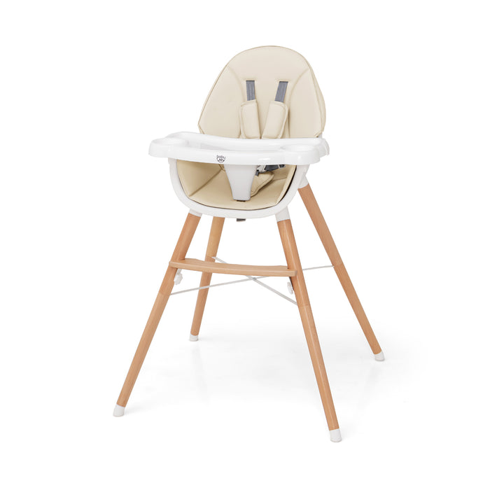 Baby Essentials - High Chair with Adjustable 4-Gear Tray, 5 Point Harness in Beige - Ideal for Safe, Comfortable Feeding for Infants and Toddlers